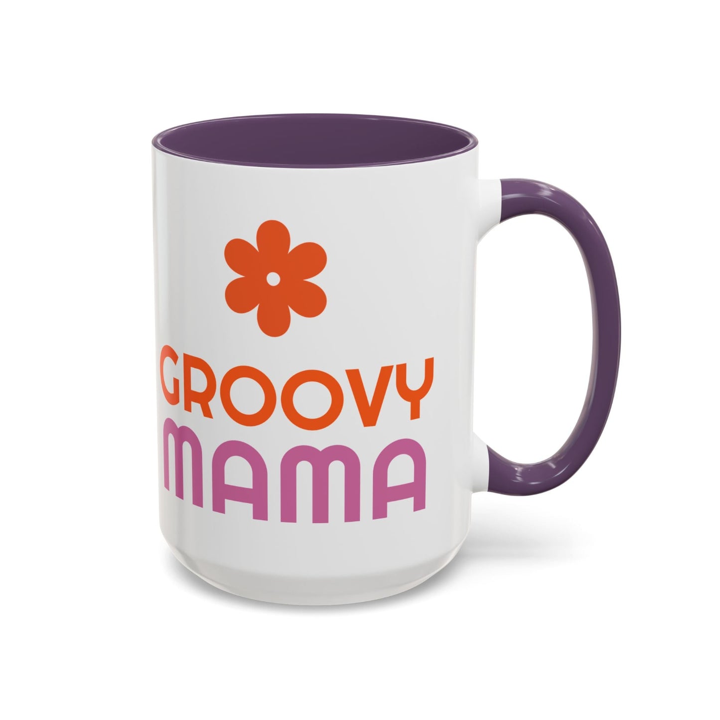 Groovy Mama Accent Coffee Mug - Fun Retro Gift, Birthday, Mother's Day, Home Office Decor, Unique Coffee Lover's Gift