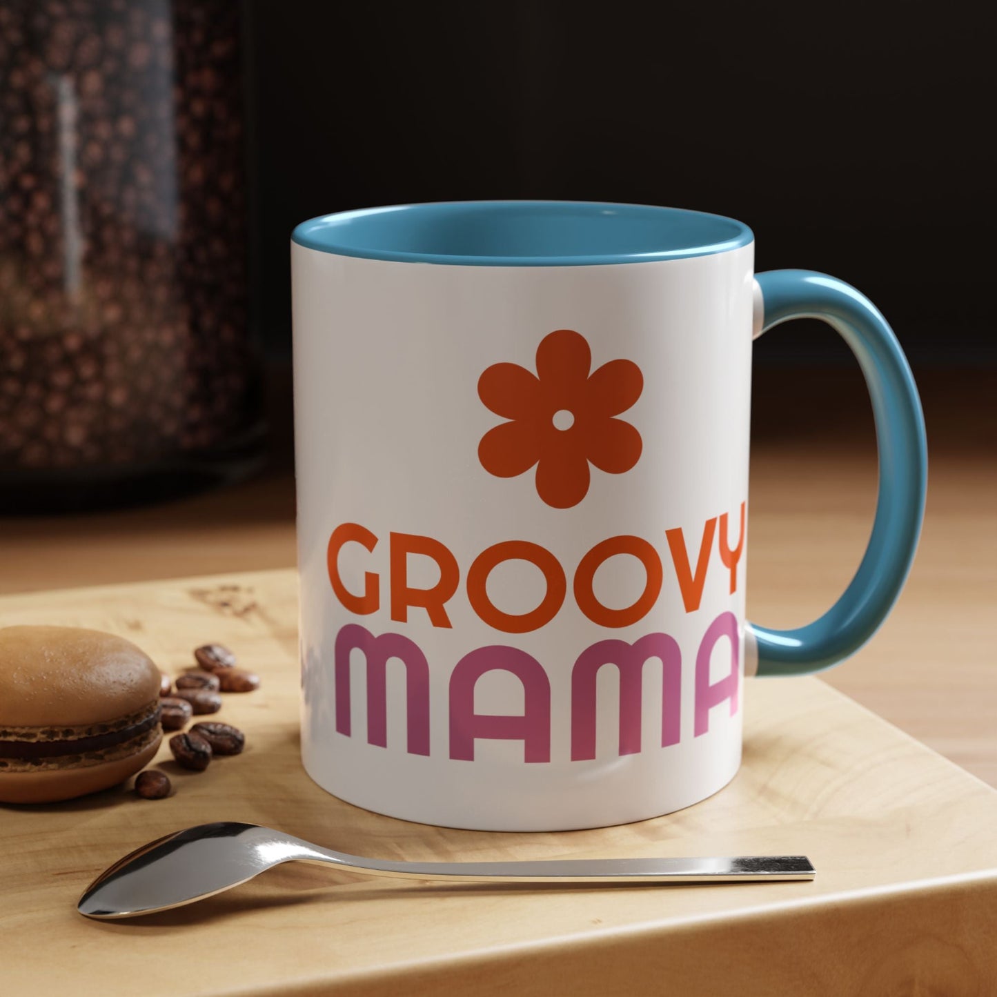 Groovy Mama Accent Coffee Mug - Fun Retro Gift, Birthday, Mother's Day, Home Office Decor, Unique Coffee Lover's Gift