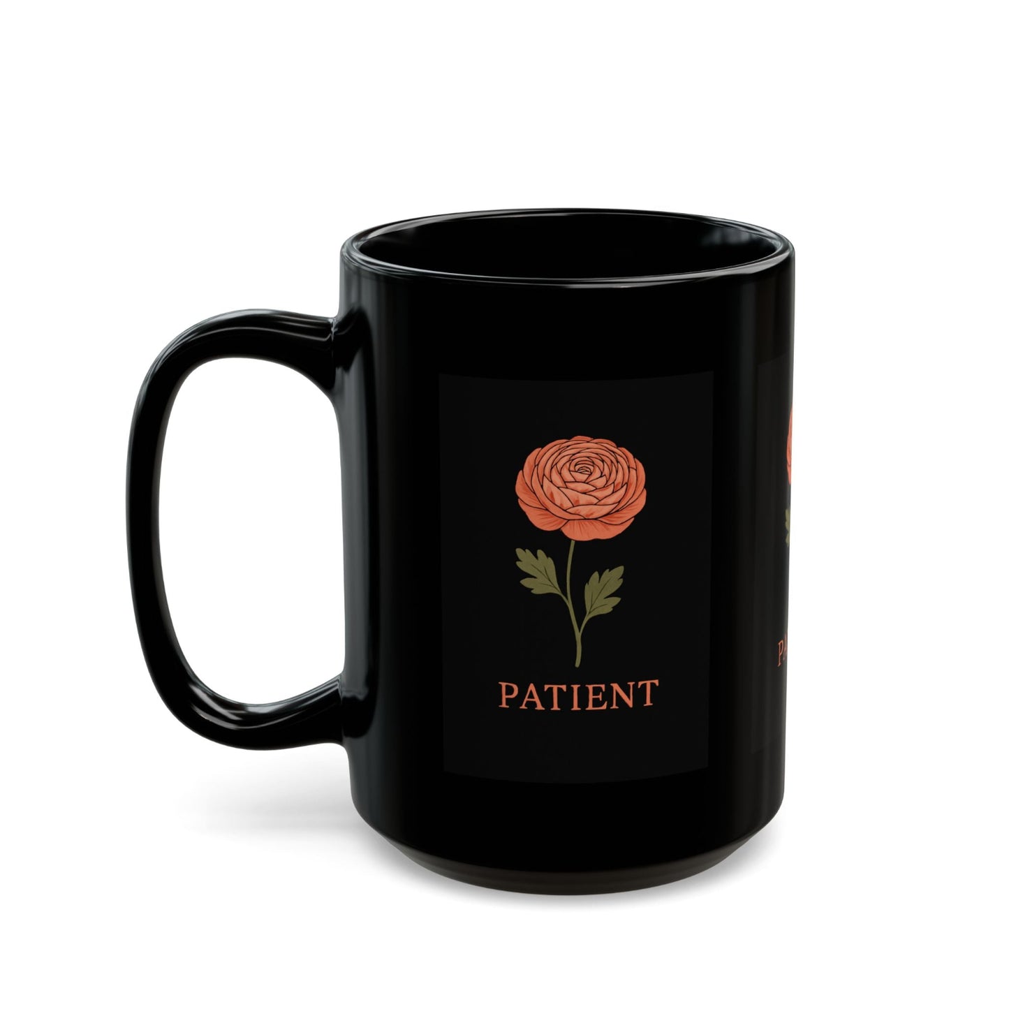 Patient Floral Black Mug - Perfect Gift for Friends and Family