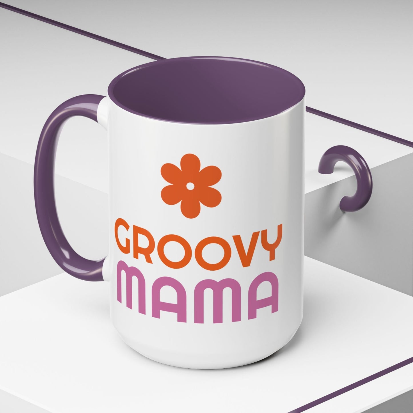 Groovy Mama Accent Coffee Mug - Fun Retro Gift, Birthday, Mother's Day, Home Office Decor, Unique Coffee Lover's Gift