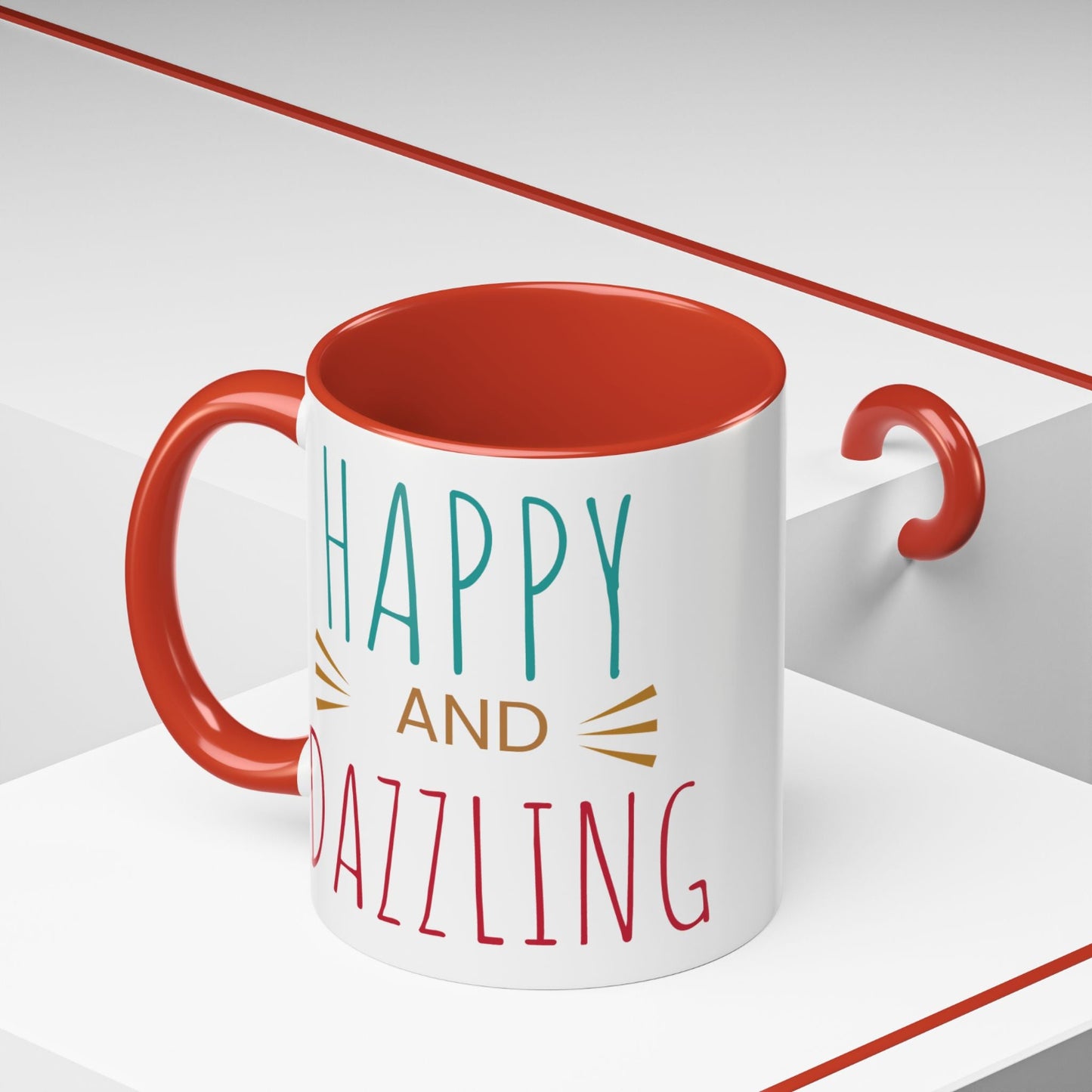 Happy & Dazzling Coffee Mug, Inspirational Gift for Friends, Motivational Mug for Joyful Morning, Fun Office Decor, Unique Tea Mug