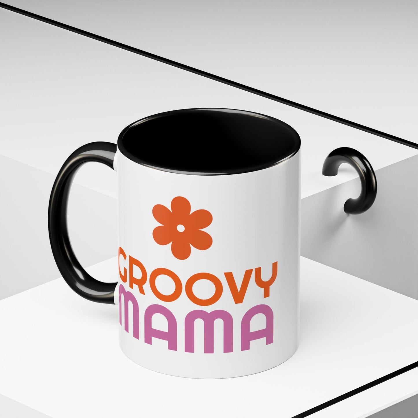 Groovy Mama Accent Coffee Mug - Fun Retro Gift, Birthday, Mother's Day, Home Office Decor, Unique Coffee Lover's Gift