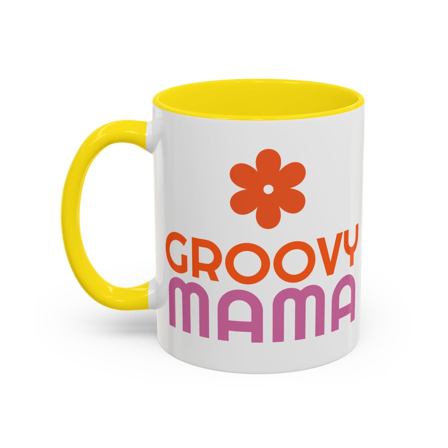 Groovy Mama Accent Coffee Mug - Fun Retro Gift, Birthday, Mother's Day, Home Office Decor, Unique Coffee Lover's Gift