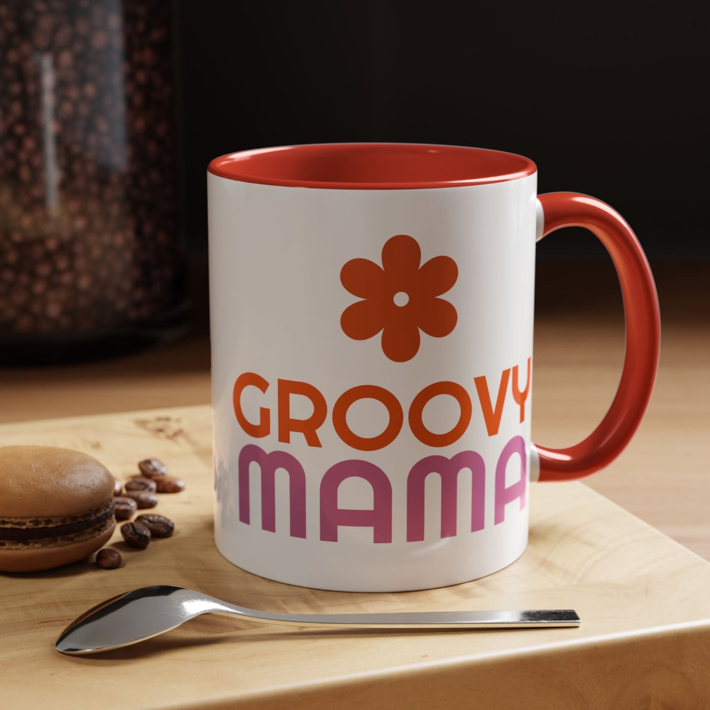 Groovy Mama Accent Coffee Mug - Fun Retro Gift, Birthday, Mother's Day, Home Office Decor, Unique Coffee Lover's Gift