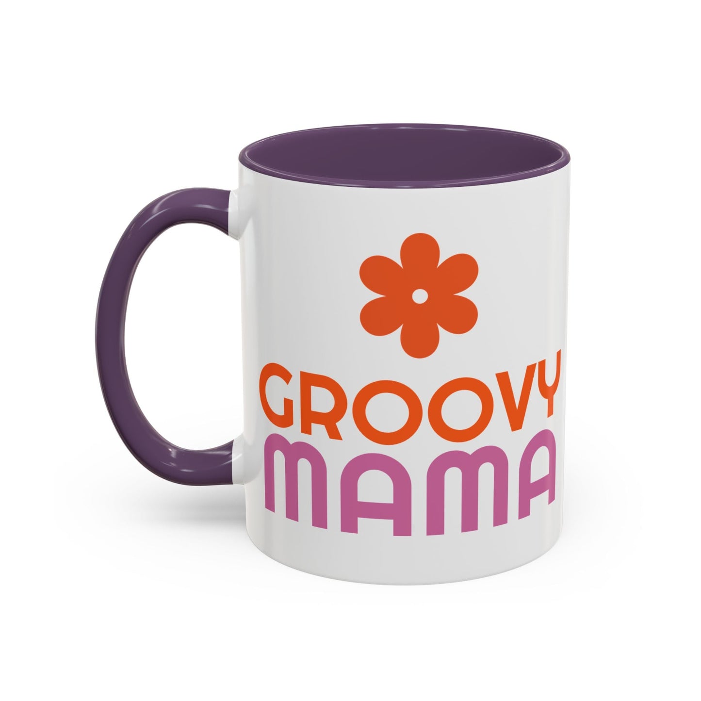 Groovy Mama Accent Coffee Mug - Fun Retro Gift, Birthday, Mother's Day, Home Office Decor, Unique Coffee Lover's Gift