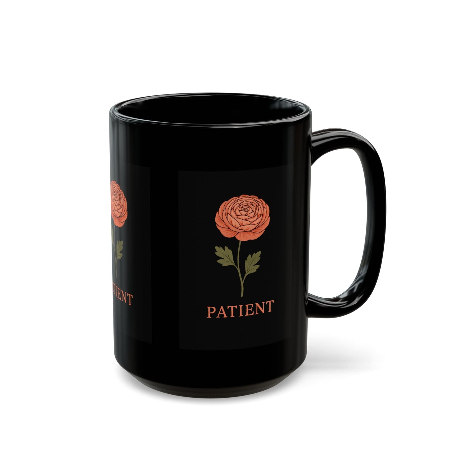 Patient Floral Black Mug - Perfect Gift for Friends and Family