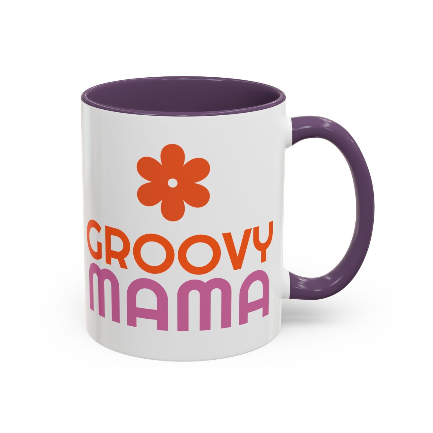 Groovy Mama Accent Coffee Mug - Fun Retro Gift, Birthday, Mother's Day, Home Office Decor, Unique Coffee Lover's Gift