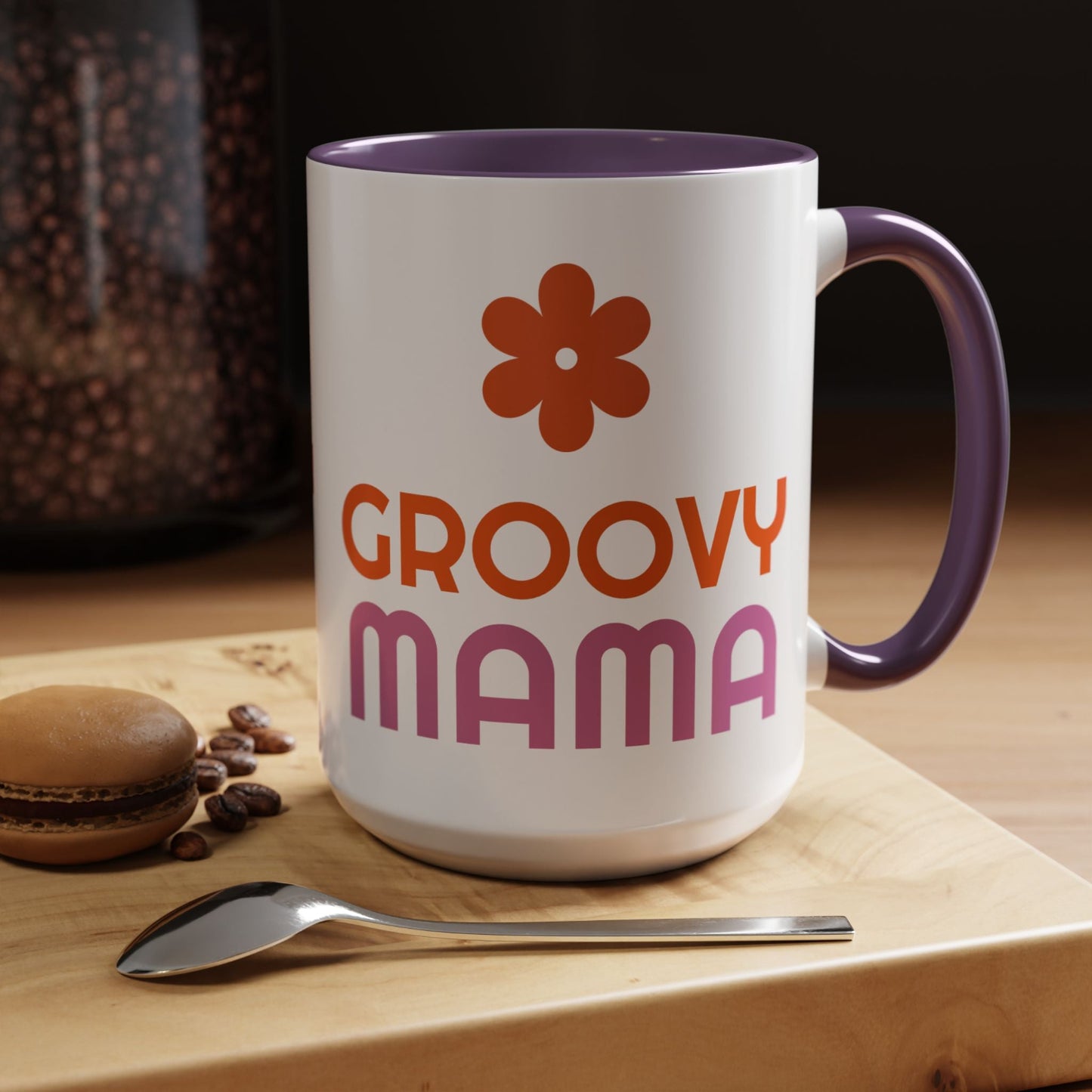 Groovy Mama Accent Coffee Mug - Fun Retro Gift, Birthday, Mother's Day, Home Office Decor, Unique Coffee Lover's Gift