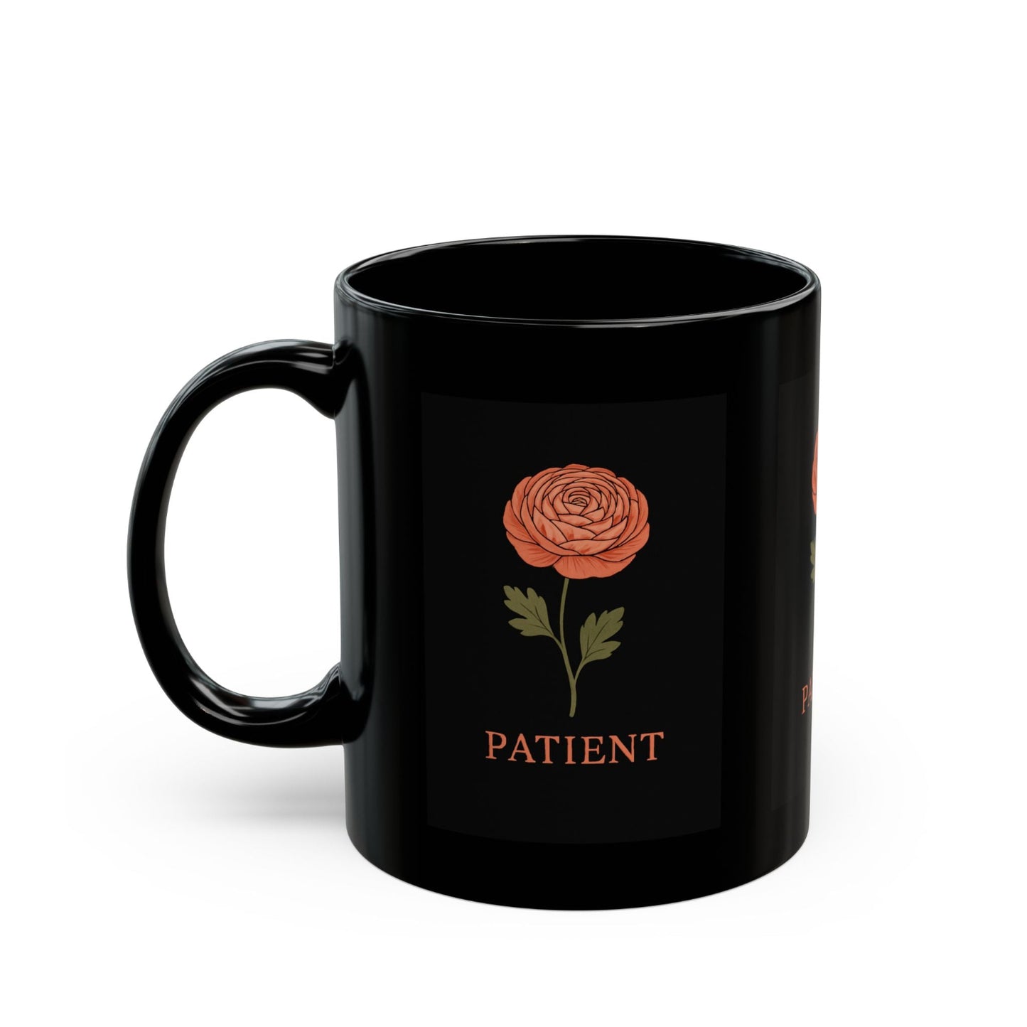 Patient Floral Black Mug - Perfect Gift for Friends and Family