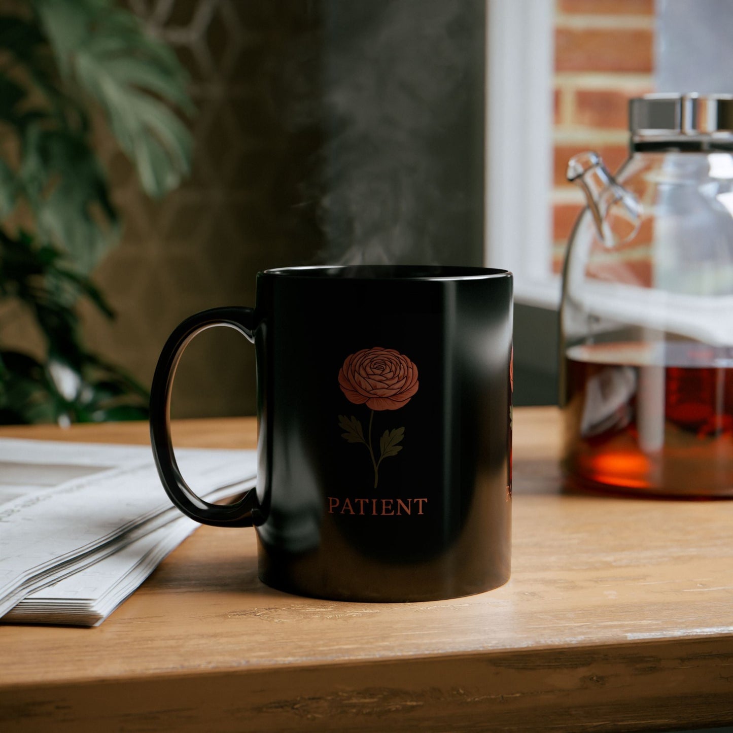 Patient Floral Black Mug - Perfect Gift for Friends and Family