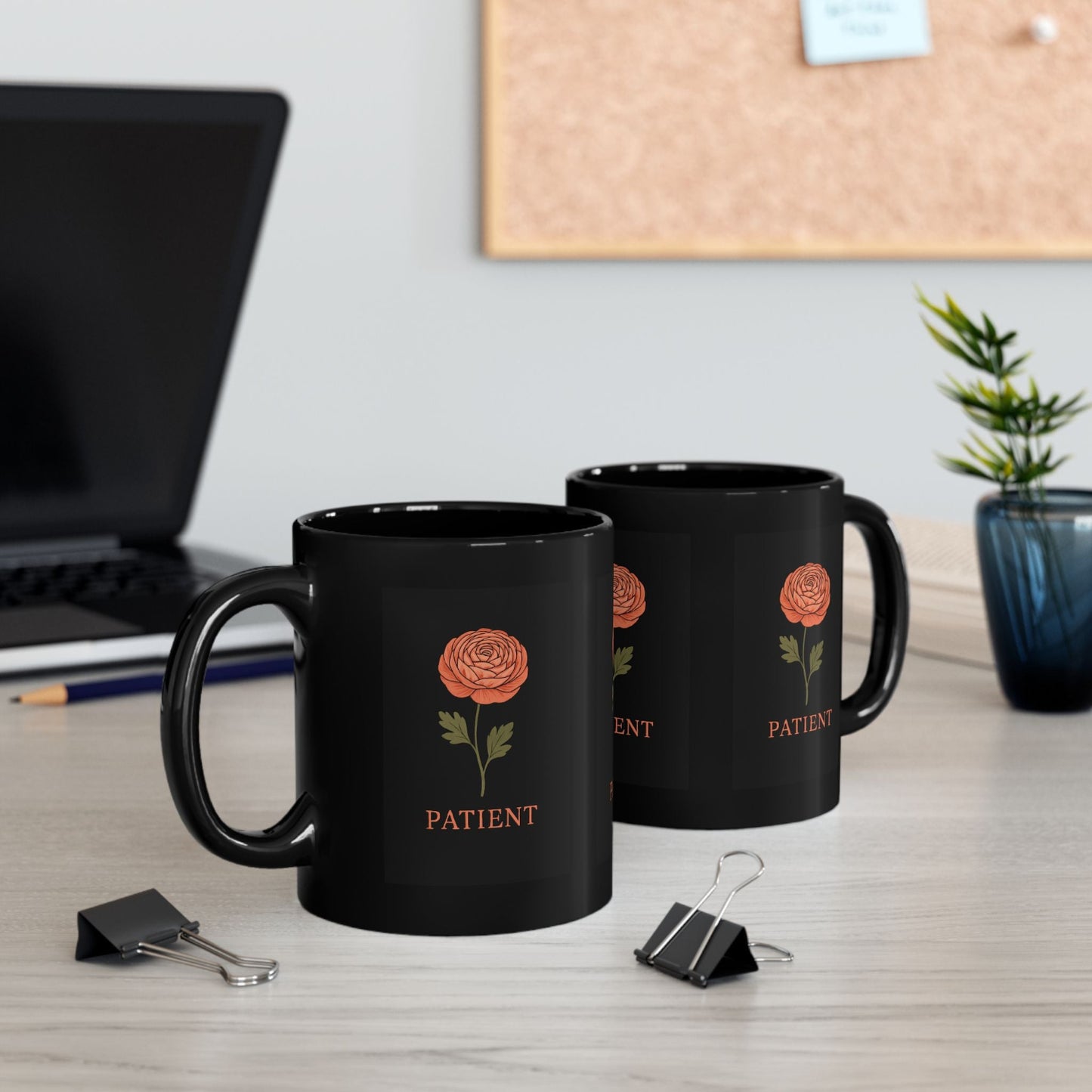 Patient Floral Black Mug - Perfect Gift for Friends and Family