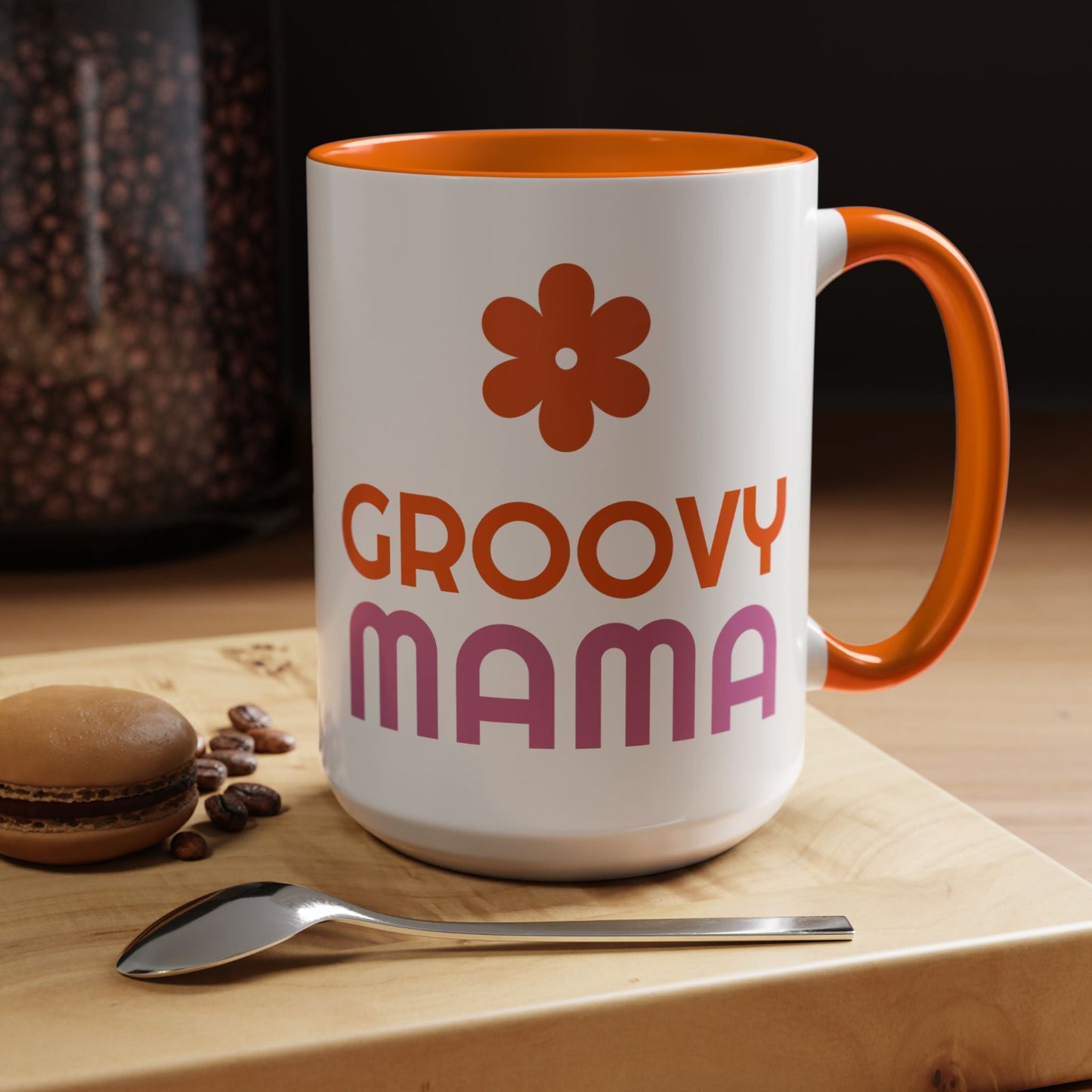 Groovy Mama Accent Coffee Mug - Fun Retro Gift, Birthday, Mother's Day, Home Office Decor, Unique Coffee Lover's Gift
