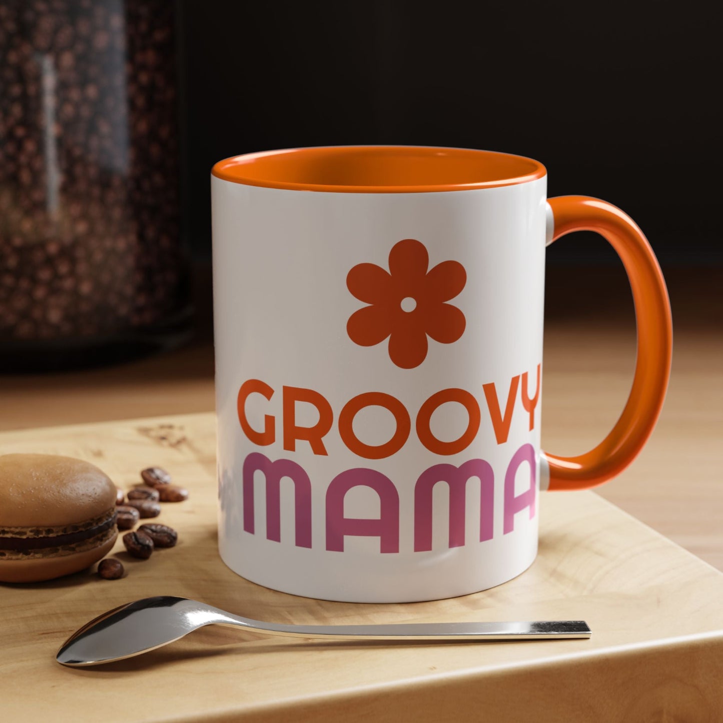 Groovy Mama Accent Coffee Mug - Fun Retro Gift, Birthday, Mother's Day, Home Office Decor, Unique Coffee Lover's Gift