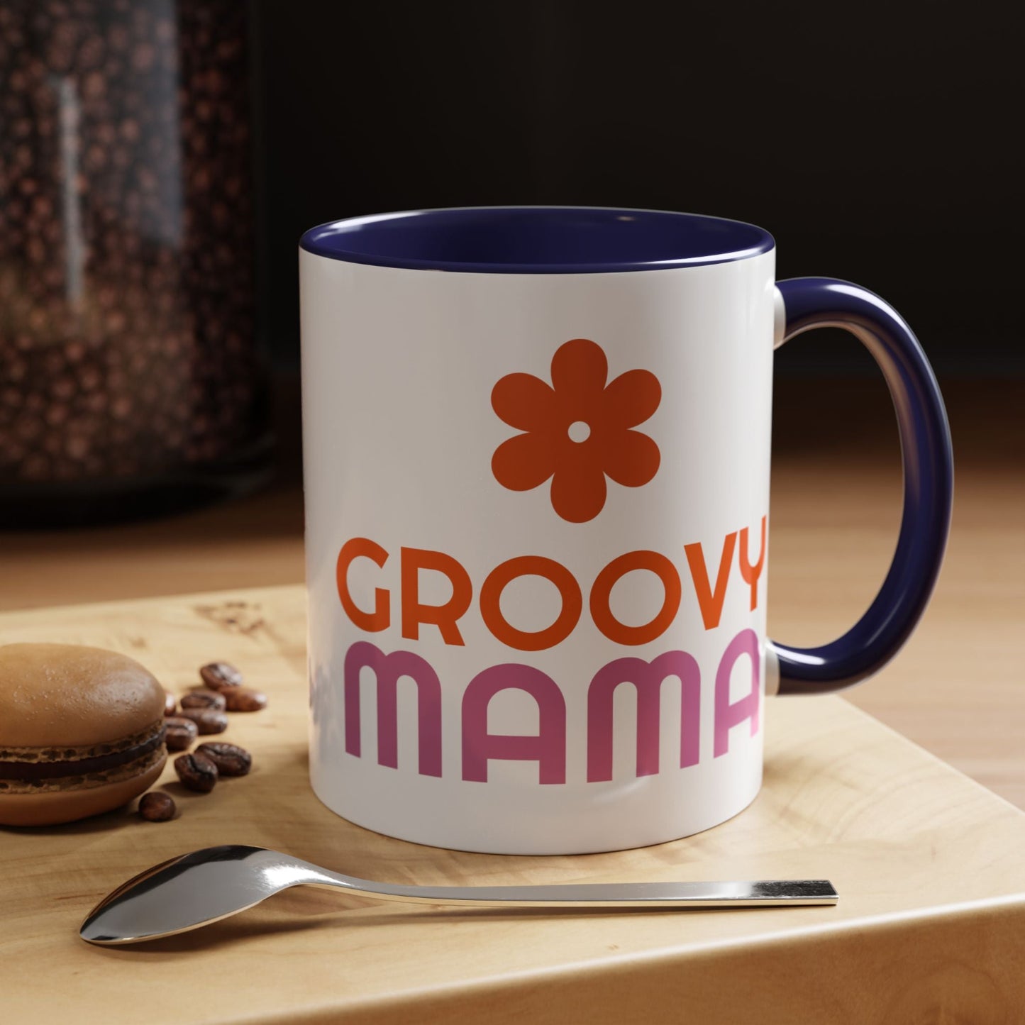 Groovy Mama Accent Coffee Mug - Fun Retro Gift, Birthday, Mother's Day, Home Office Decor, Unique Coffee Lover's Gift