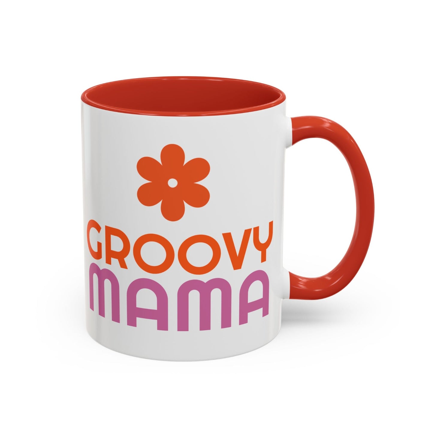 Groovy Mama Accent Coffee Mug - Fun Retro Gift, Birthday, Mother's Day, Home Office Decor, Unique Coffee Lover's Gift