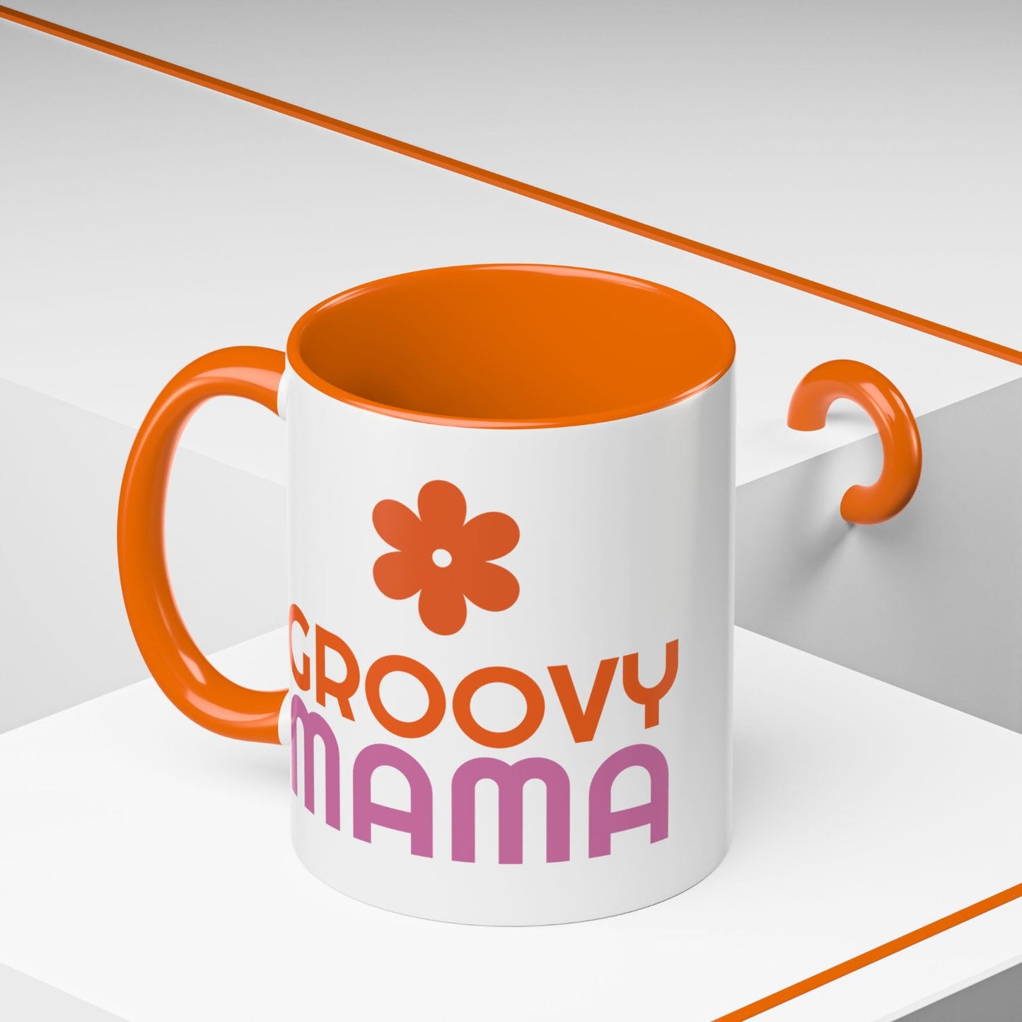 Groovy Mama Accent Coffee Mug - Fun Retro Gift, Birthday, Mother's Day, Home Office Decor, Unique Coffee Lover's Gift