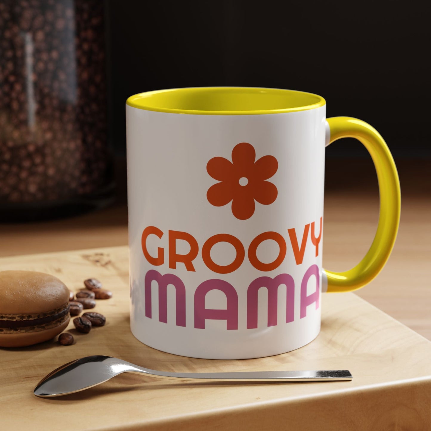 Groovy Mama Accent Coffee Mug - Fun Retro Gift, Birthday, Mother's Day, Home Office Decor, Unique Coffee Lover's Gift