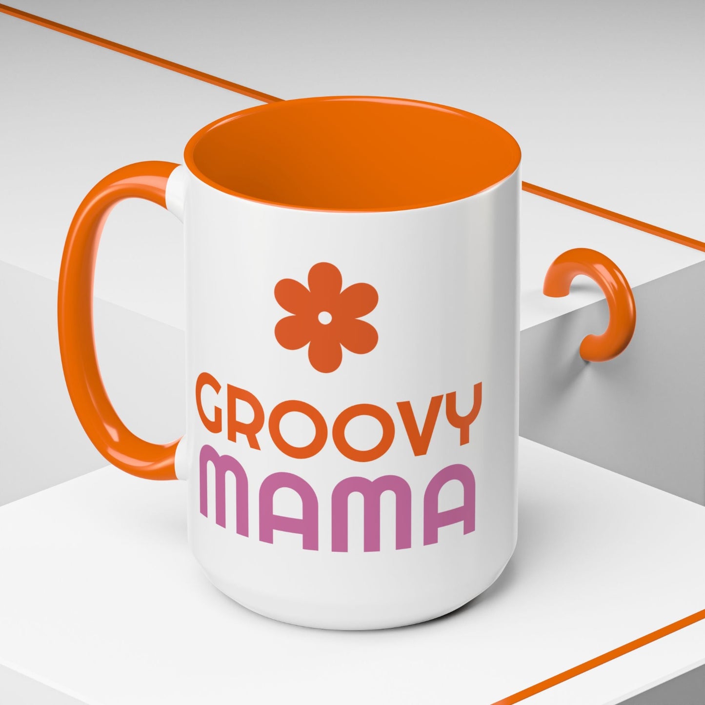 Groovy Mama Accent Coffee Mug - Fun Retro Gift, Birthday, Mother's Day, Home Office Decor, Unique Coffee Lover's Gift