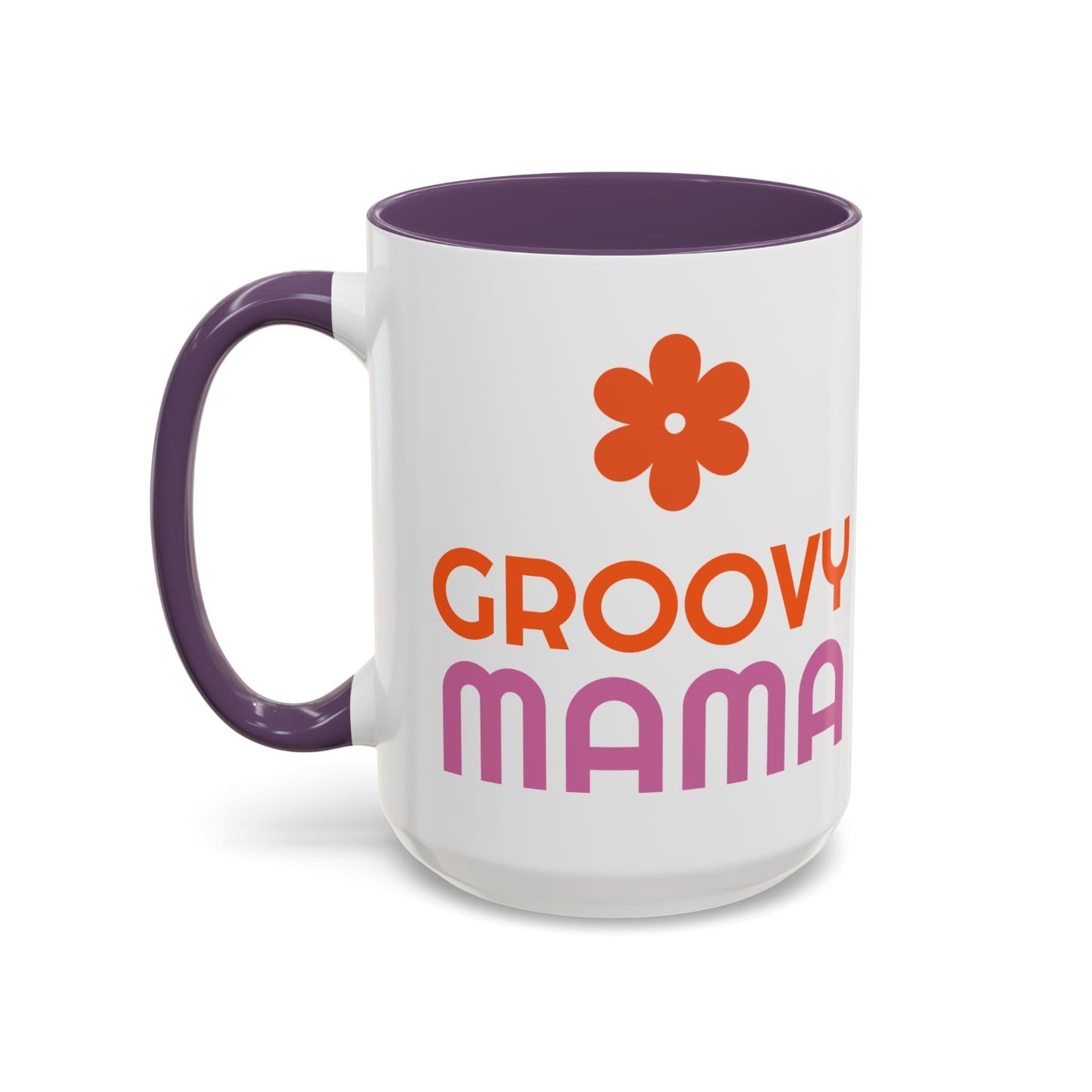 Groovy Mama Accent Coffee Mug - Fun Retro Gift, Birthday, Mother's Day, Home Office Decor, Unique Coffee Lover's Gift