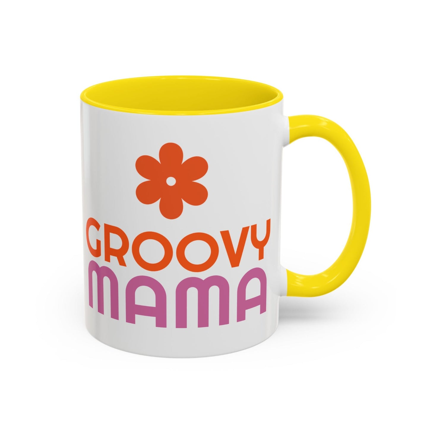 Groovy Mama Accent Coffee Mug - Fun Retro Gift, Birthday, Mother's Day, Home Office Decor, Unique Coffee Lover's Gift