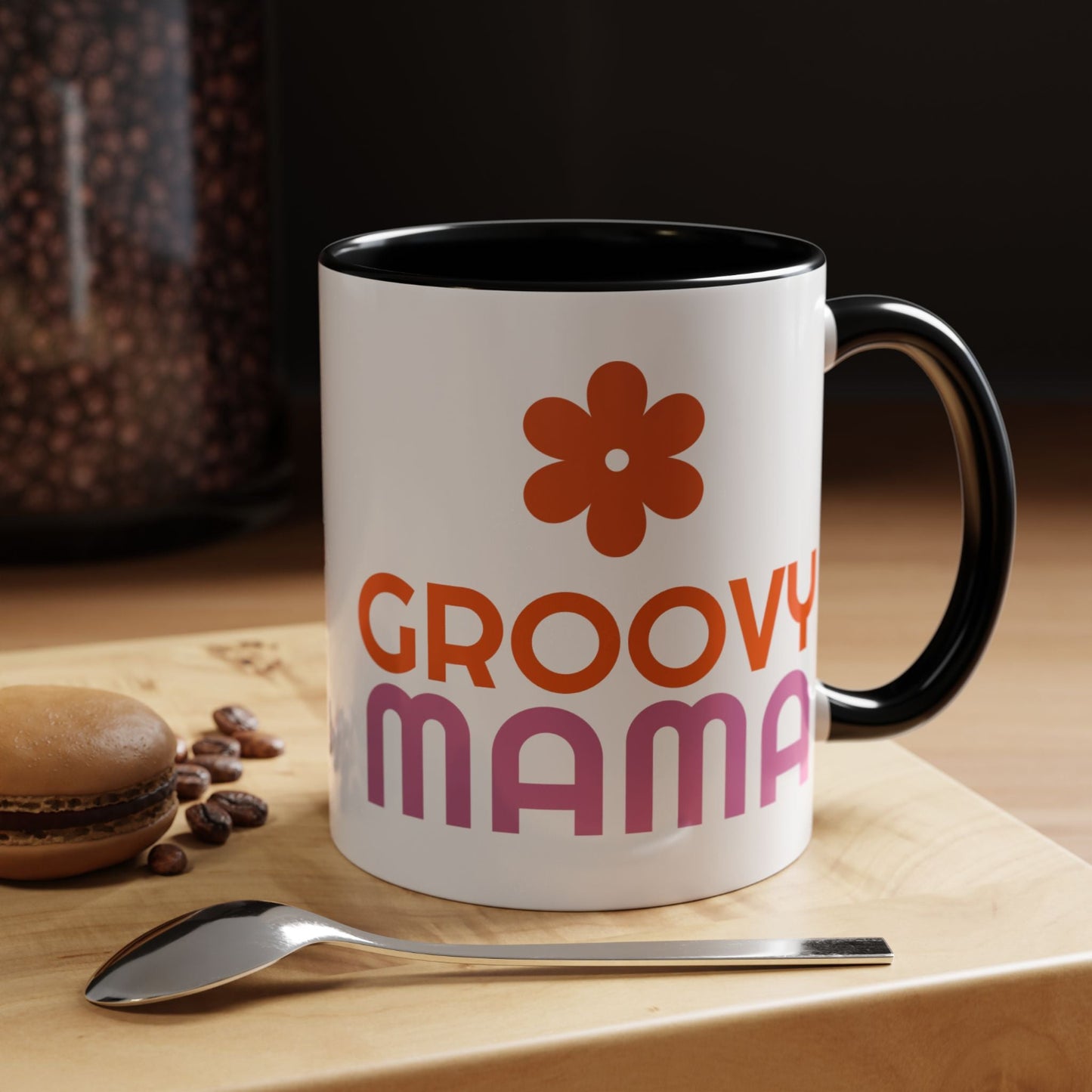 Groovy Mama Accent Coffee Mug - Fun Retro Gift, Birthday, Mother's Day, Home Office Decor, Unique Coffee Lover's Gift