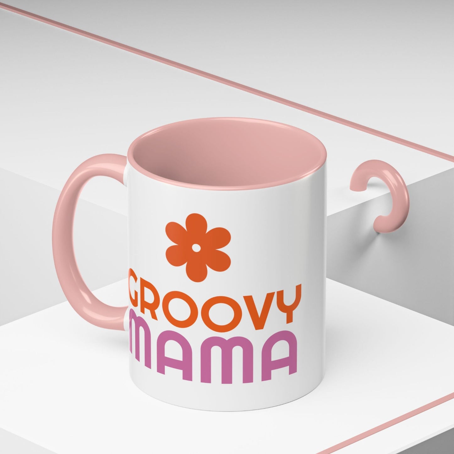Groovy Mama Accent Coffee Mug - Fun Retro Gift, Birthday, Mother's Day, Home Office Decor, Unique Coffee Lover's Gift