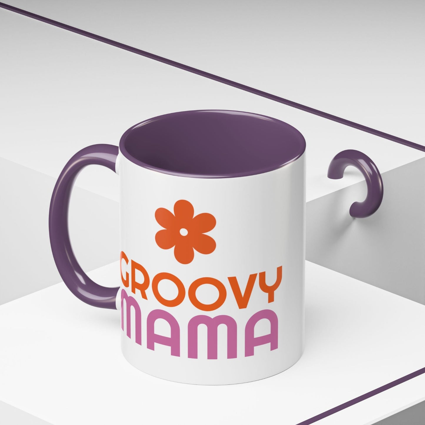 Groovy Mama Accent Coffee Mug - Fun Retro Gift, Birthday, Mother's Day, Home Office Decor, Unique Coffee Lover's Gift