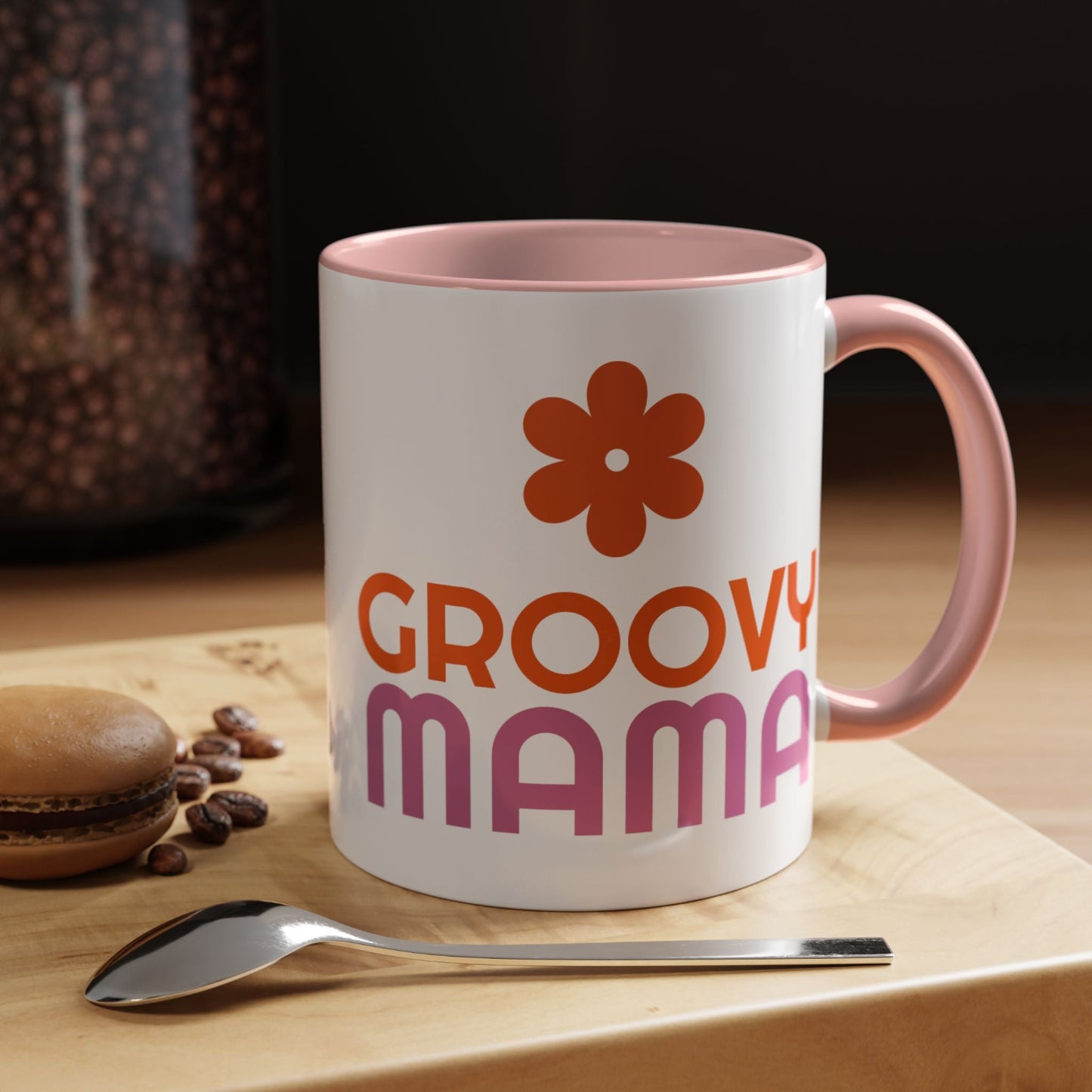 Groovy Mama Accent Coffee Mug - Fun Retro Gift, Birthday, Mother's Day, Home Office Decor, Unique Coffee Lover's Gift