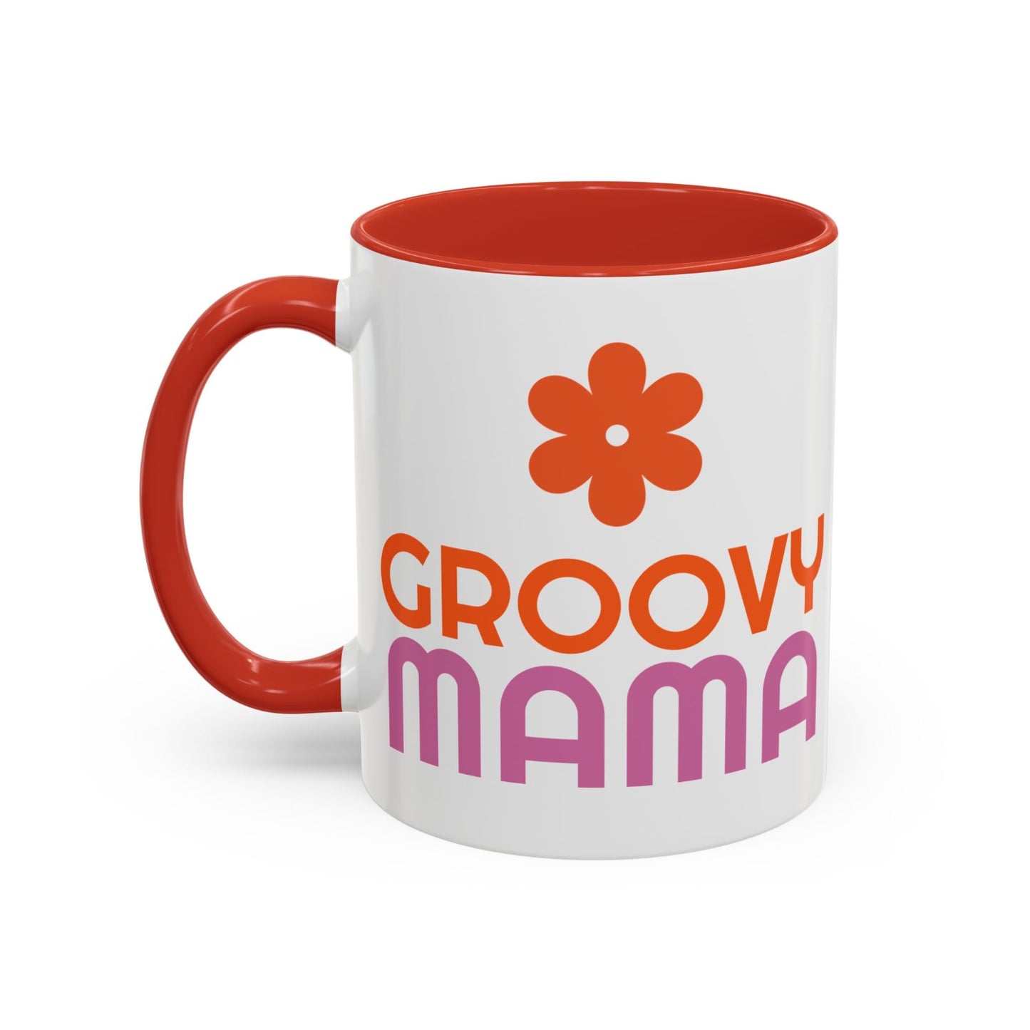 Groovy Mama Accent Coffee Mug - Fun Retro Gift, Birthday, Mother's Day, Home Office Decor, Unique Coffee Lover's Gift