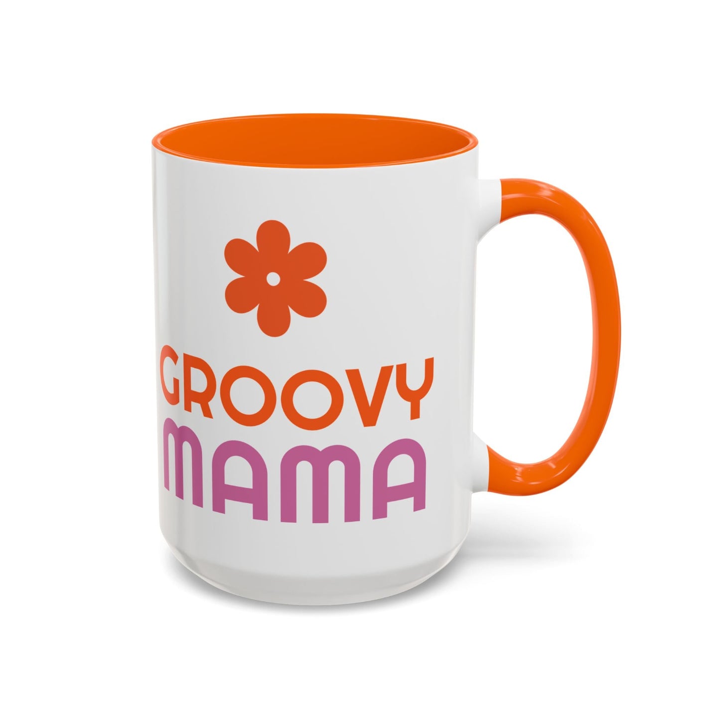 Groovy Mama Accent Coffee Mug - Fun Retro Gift, Birthday, Mother's Day, Home Office Decor, Unique Coffee Lover's Gift