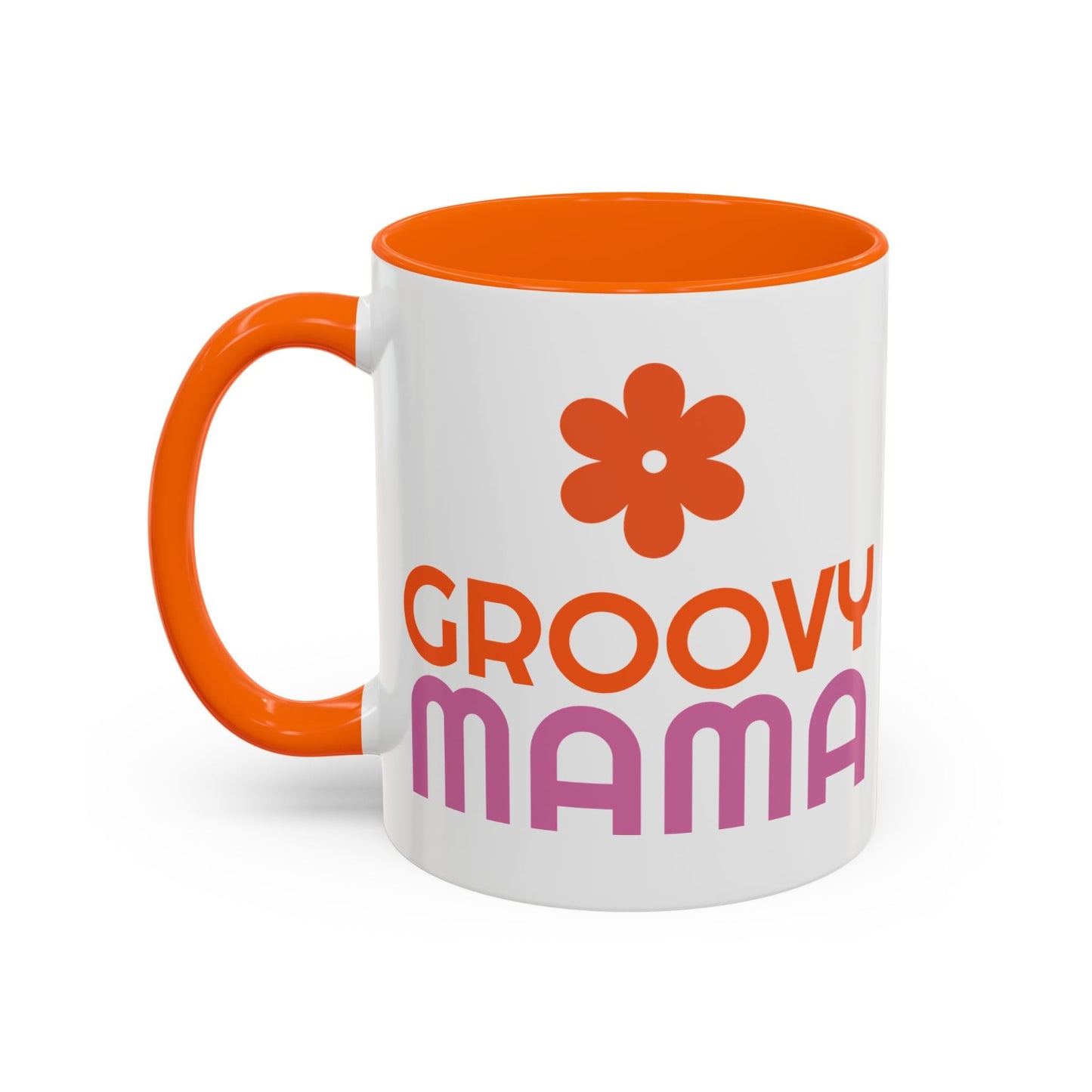 Groovy Mama Accent Coffee Mug - Fun Retro Gift, Birthday, Mother's Day, Home Office Decor, Unique Coffee Lover's Gift