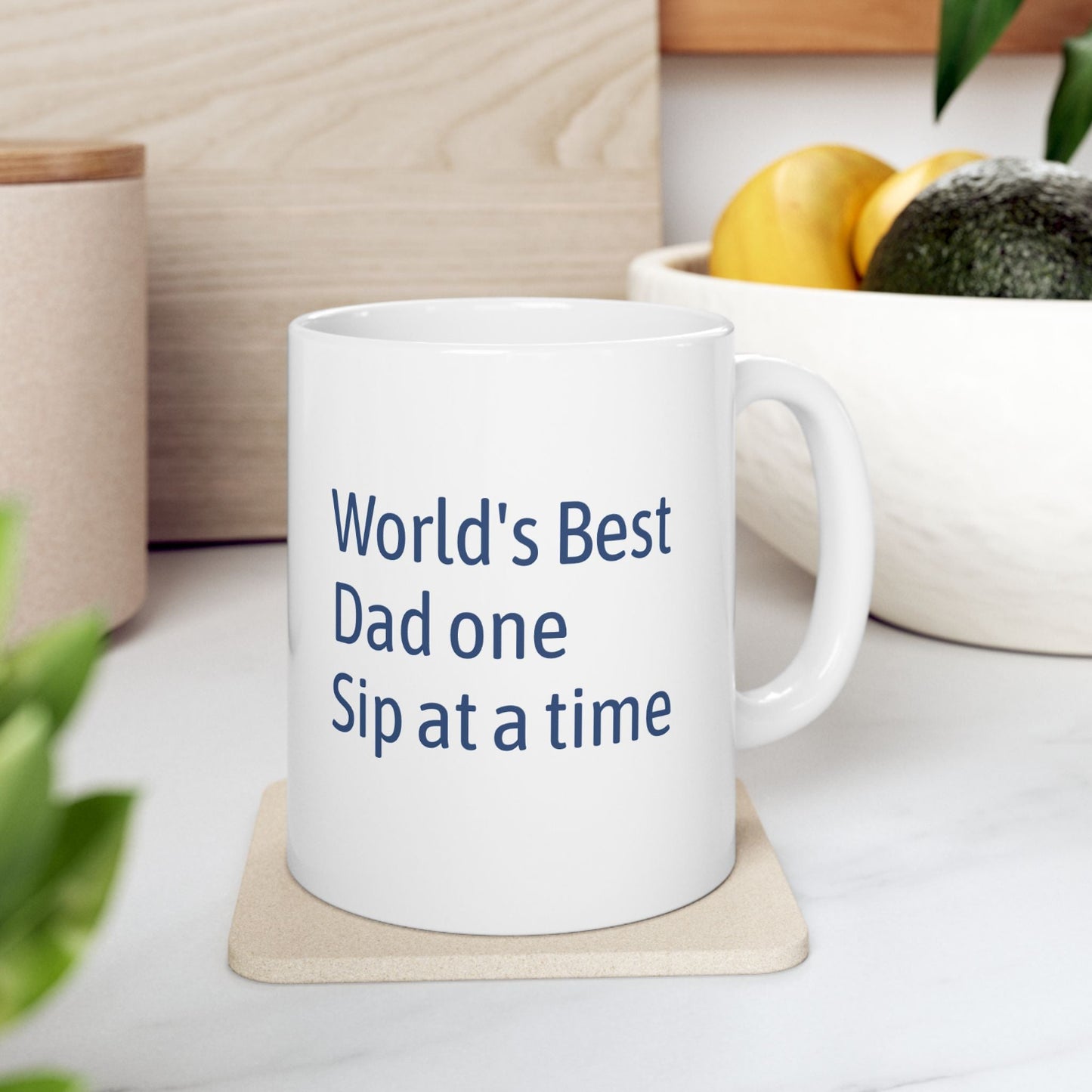 Funny Ceramic Mug for Coffee Lovers, in blue print Perfect Gift for Dad, World's Best Dad Mug, Great for Birthdays, Father's Day, Sip Time
