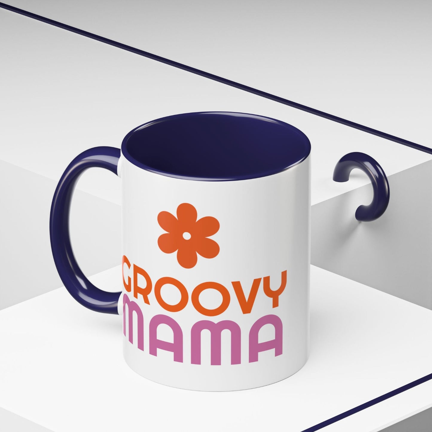 Groovy Mama Accent Coffee Mug - Fun Retro Gift, Birthday, Mother's Day, Home Office Decor, Unique Coffee Lover's Gift