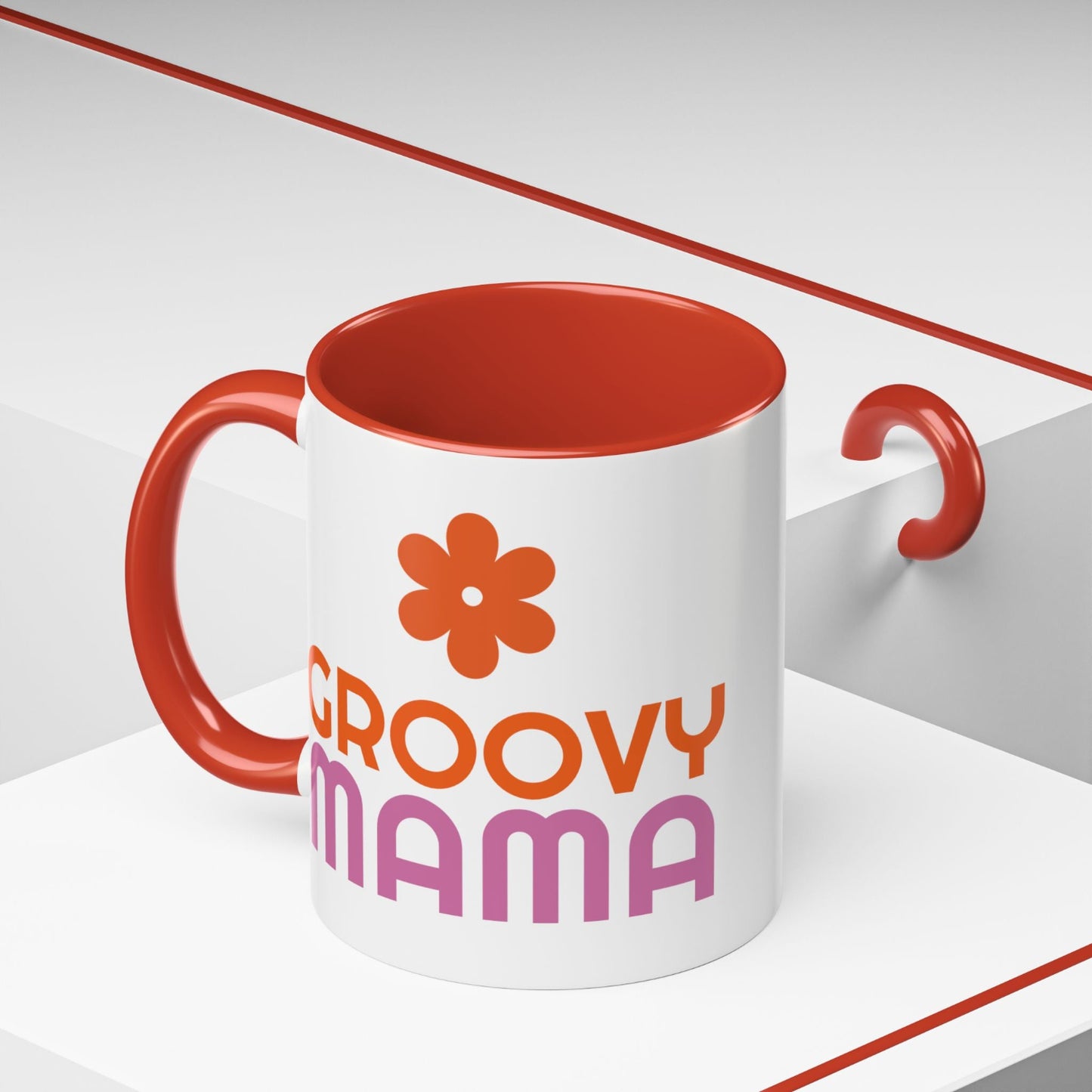 Groovy Mama Accent Coffee Mug - Fun Retro Gift, Birthday, Mother's Day, Home Office Decor, Unique Coffee Lover's Gift