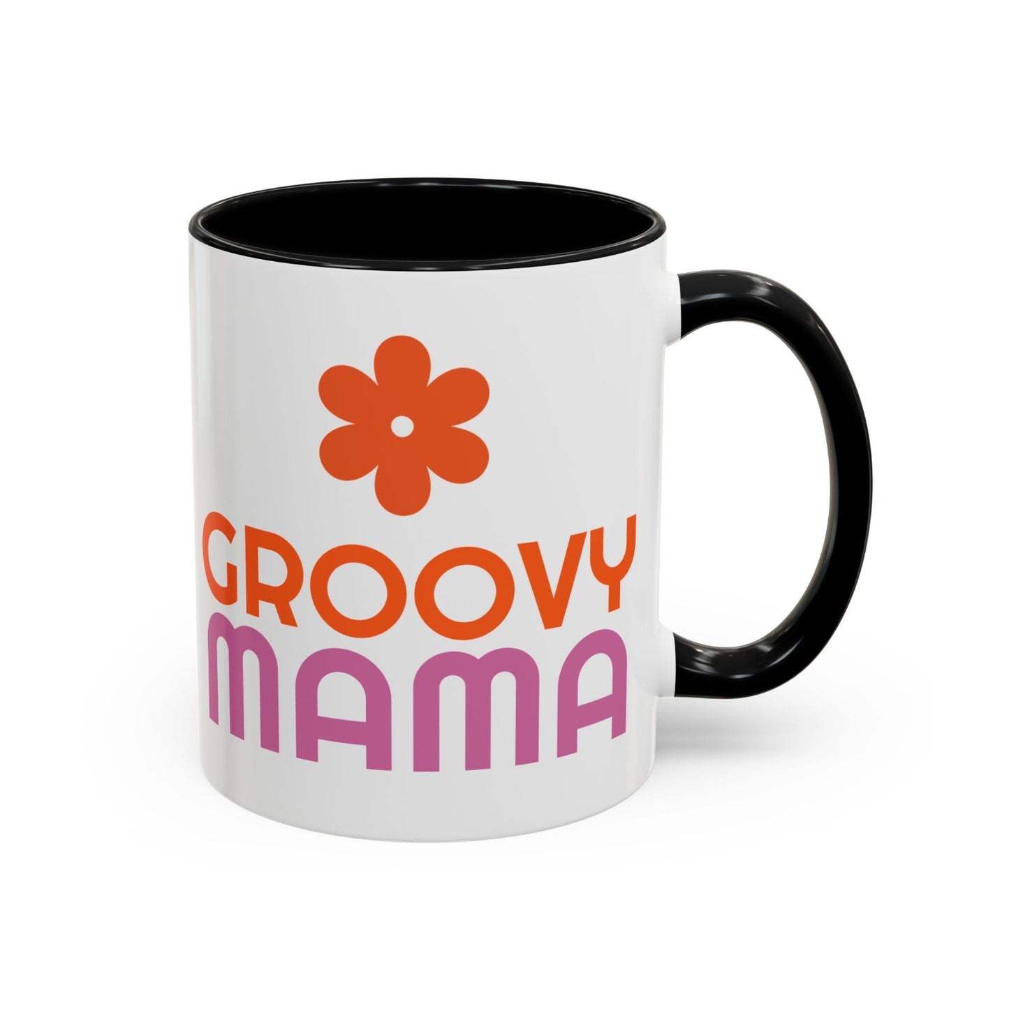Groovy Mama Accent Coffee Mug - Fun Retro Gift, Birthday, Mother's Day, Home Office Decor, Unique Coffee Lover's Gift