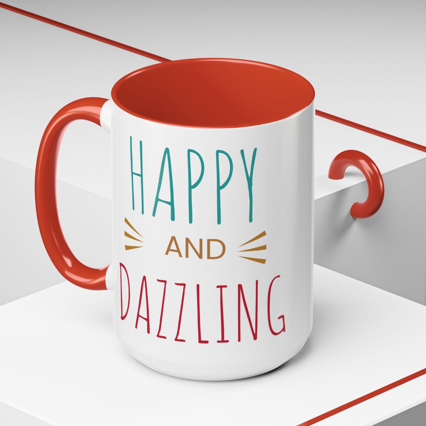 Happy & Dazzling Coffee Mug, Inspirational Gift for Friends, Motivational Mug for Joyful Morning, Fun Office Decor, Unique Tea Mug