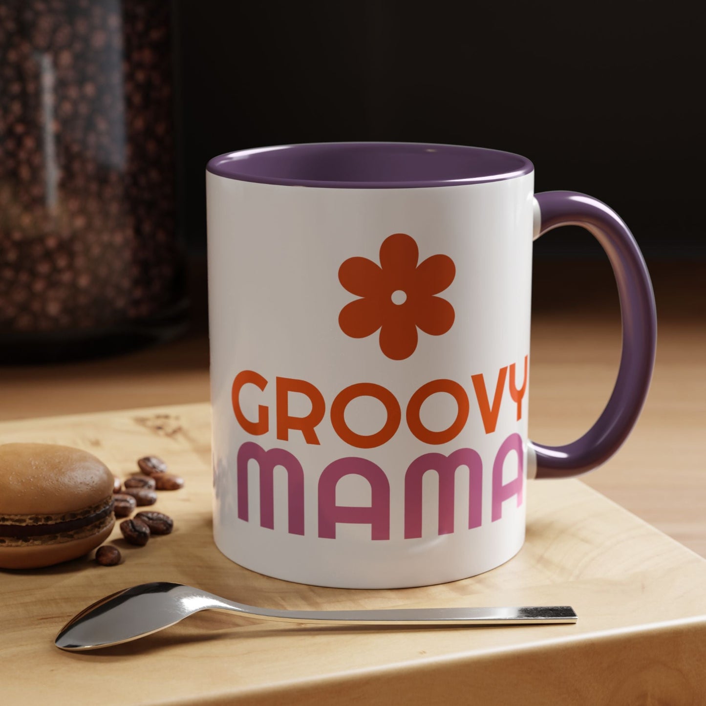 Groovy Mama Accent Coffee Mug - Fun Retro Gift, Birthday, Mother's Day, Home Office Decor, Unique Coffee Lover's Gift