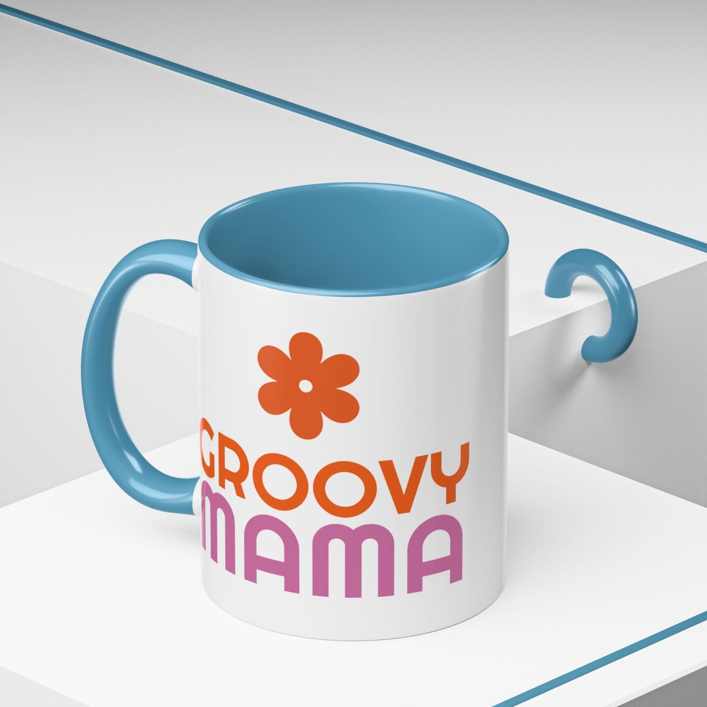 Groovy Mama Accent Coffee Mug - Fun Retro Gift, Birthday, Mother's Day, Home Office Decor, Unique Coffee Lover's Gift