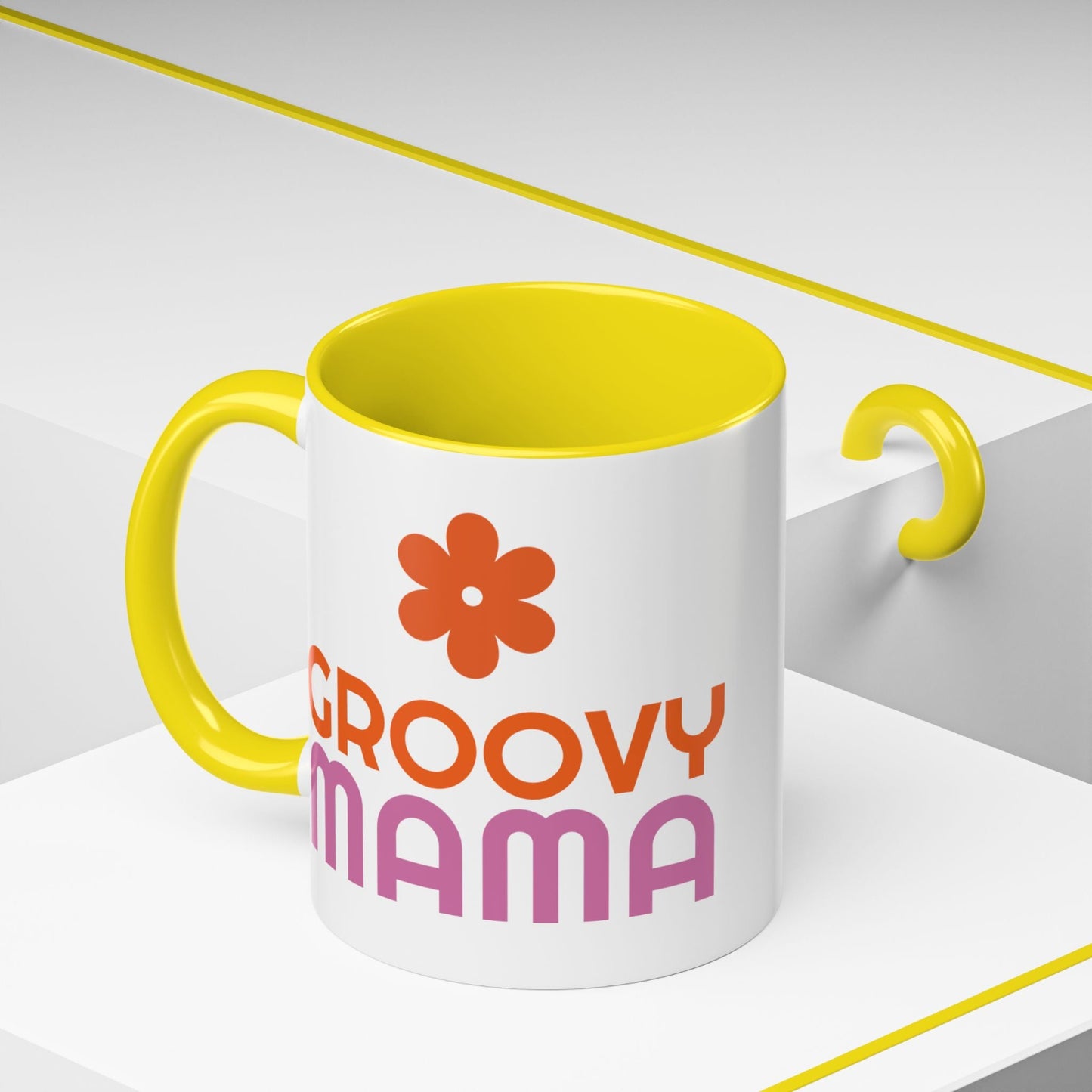 Groovy Mama Accent Coffee Mug - Fun Retro Gift, Birthday, Mother's Day, Home Office Decor, Unique Coffee Lover's Gift