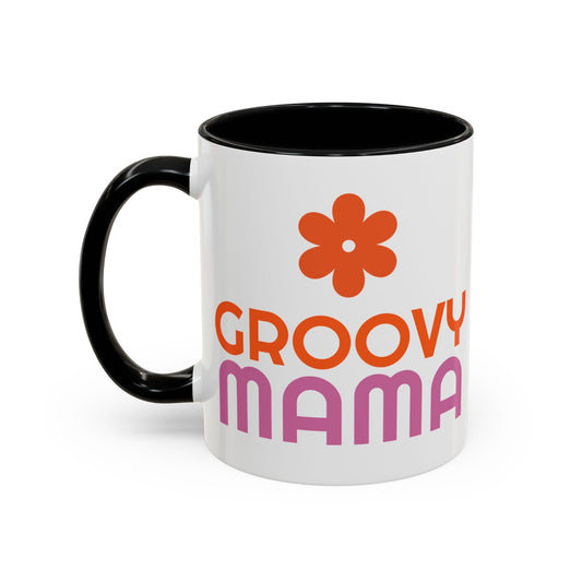 Groovy Mama Accent Coffee Mug - Fun Retro Gift, Birthday, Mother's Day, Home Office Decor, Unique Coffee Lover's Gift